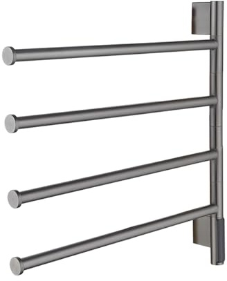 Scaldasalviette Termoarredo, Ruotabile 180° Portasciugamani Elettrici a Parete con Timer, Scaldasalviette Elettrico Bagno con Termostato/LCD Controllo Touc,Grigio