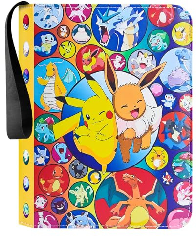 Egmelos Sammelalbum für Pokemon Karten Geschenk Kinder 400 Karten Kapazität | Sammelkarten Album, Sammelmappe, Ordner, 50 Seiten Kapazität, Geschenk für Kinder