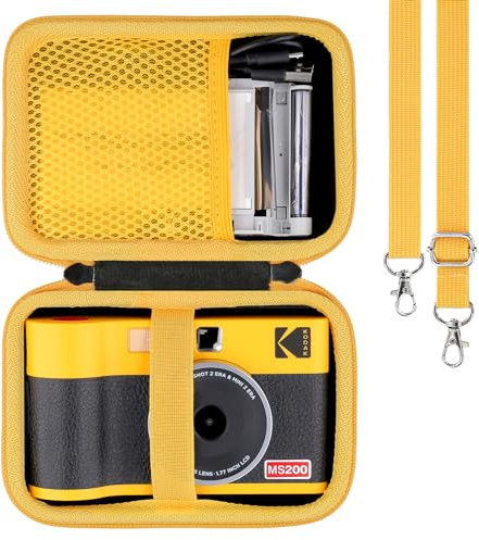 Khanka Kodak Mini Shot 2 ERA/Mini Shot 2 Retro Instant Camera and Photo Printer/Mini 2 ERA Photo Printer Hard Travel Protective Carrying Case with Shoulder Strap, Case Only,Yellow Zipper