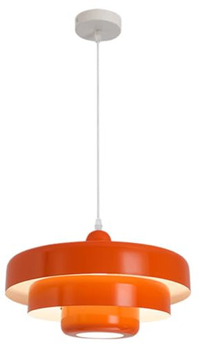 Hertl Suspension nordique en métal, luminaires suspendus modernes du milieu du siècle, design à 3 couches, plafonnier de lustre en métal vintage de 13,7 pouces for salon, couloir, luminaires (orange)(