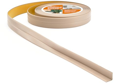 Quest Golvlist PVC självhäftande 10x10mm flexibel vattentät – beige, 5 m | Smal böjbar sockellist för kök och badrum, UV-beständig, dekorativ täcklist, enkel att klippa
