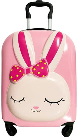 Quana Kinderkoffer, Kindergepäck, Kindertrolly, Hartschalenkoffer für Kinder, Reisekoffer mit Teleskopgriff, Kids Trolley (Hase)