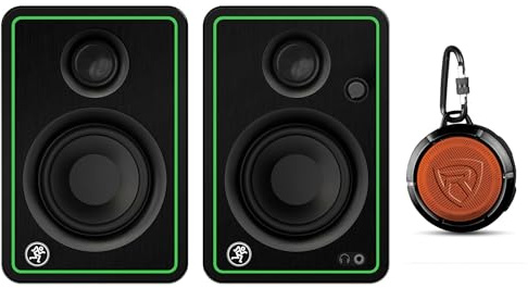 Audiosavings Bundle: (2) Mackie CR3-XBT 3 50w Bluetooth Reference Multimedia Studio Monitors Speakers Bundle with Rockville RPB1 10 Watt Waterproof Portable Bluetooth Speaker (3 Items)