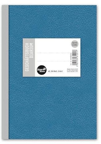 Staufen Style Livre de comptes Diarium - 5 livres de 96 feuilles chacun, DIN A5, 70 g/m², ligné (9mm), bleu