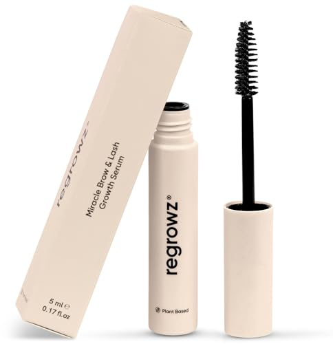 Regrowz Eyelash Serum & Eyebrow Growth 5ml – Natural, Vegan Lash Enhancer for Longer, Thicker Lashes & Fuller Eye Brows – UK Formula with Rapid Results & Conditioning Care For Growth & Thickness