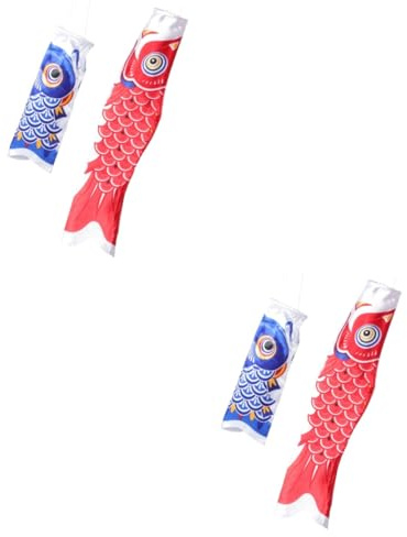 BESPORTBLE 2 Sätze Japanischer Karpfen-Streamer Doppelter Clip Windsäcke Für Fahnenmast Dekorativer Fisch-windsack S Haken Zum Aufhängen Von Pflanzen Tragbar Drachen Pole Satin- 2 Stück * 2