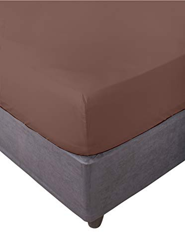 Miracle Home. Lenzuolo con angoli 100% microfibra garzata, regolabile, elastico e antipeeling. 180X200. Letto 180. Marrone