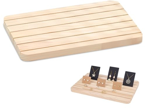 Earring Display Stands, 6 Slots Wood Ring Display Holder Jewellery Storage Trays Rings Cuff Display Slots Earrings Organiser Stand Gift for Earring Retail Store
