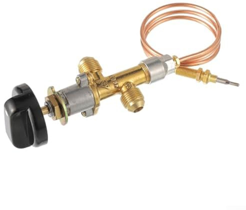 Kit de soupape de contrôle de sécurité, comprend valve, bouton et fil thermocouple, pour barbecue à gaz, cheminée, 12 x 6 x 5 cm, jaune, laiton