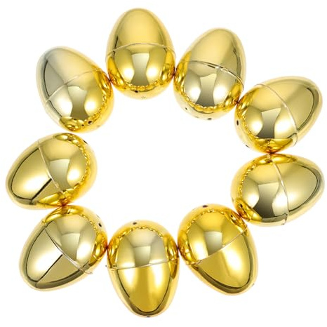 TOYANDONA 10 dispenser per uova di Pasqua impilabili per uova bollite, in polistirene, contenitori per uova sode, porta uova pre-riempite, in plastica dorata