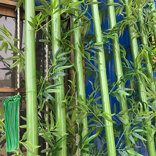 CUXAHO 10 Stück Kunstpflanze Bambus Groß Balkon Sichtschutz Wetterfest Kunstbaum Bambusbaum Sichtschutzmatte Sichtschutzzaun Sonnenschutz Gartenzaun Garten Terrasse,Durchmesser 5cm(100cm/3.3ft)