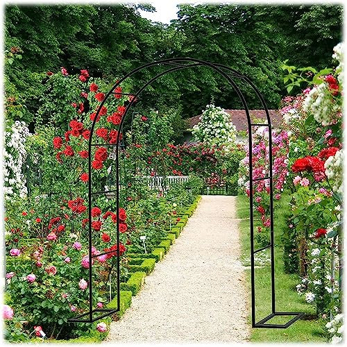 Arche de jardin en métal pour plantes grimpantes, 19 mm d'épaisseur, en acier galvanisé, idéale pour roses, mariages, décoration de jardin, pelouse, patio – Vert, 1,4 x 2,3 m (l x H)