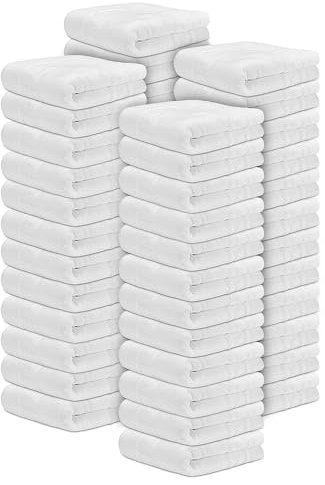 DECASATEXTIL Pack 48 Toallas Lavabo Blancas - 50x90cm - 500 gsm 100% Algodón Premium - Toallas Baño - Toallas Manos - Calidad Hotel