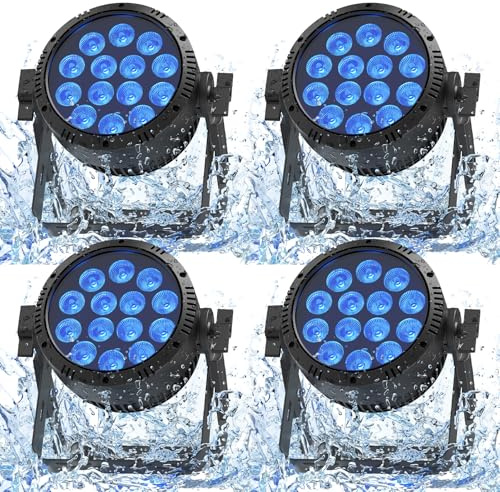 U`King 4PCS 14x15W LED Par IP65 Wasserdichte, RGBW 200W Bühnenlicht Outdoor Strahler, D MX 4/9CH Stroboskop Disco Lichteffekte für Regentage Events DJ Show Party Bar Bühnen Festivalauftritte