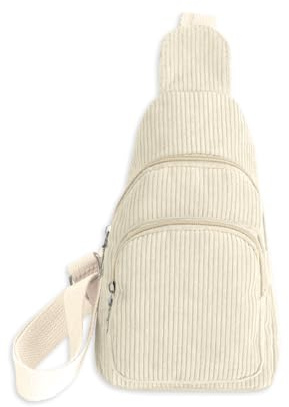 GIDWRIY Brusttasche Damen Cord,Sling Bag Damen Bodybag,Chest Bag Women,Umhängetasche Diebstahlsicher,Sicherheitstasche Reise,Crossbody Tasche zum Umhängen,Schultertasche Elegant Gürteltasche - Beige