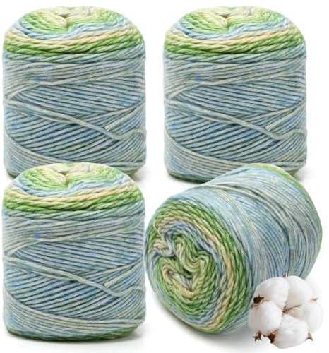 RANJIMA Farbverlaufsgarn,4Pcs Mehrfarbiges Gradient Häkelgarn Weiches Mehrfarbiges Garn Set zum Stricken Bunte Häkelgarn Cotton Yarn von Decke Pullover Schals Hüte Häkeln DIY Kunsthandwerk Weihnachten