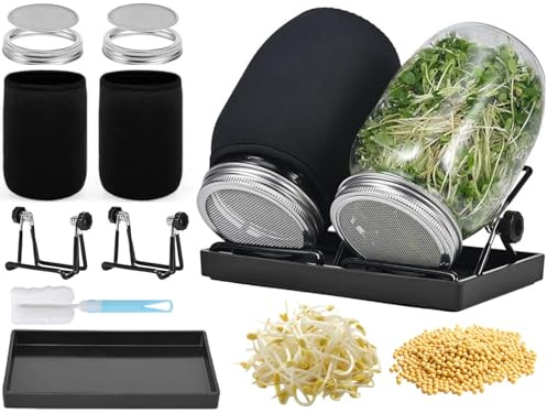 IATAHI Barattolo Germogliatore Set,Germogliatore,Kit per Germogliare I Semi,Germogliatore in Vetro,Kit di Barattoli per Germogliamento di Semi