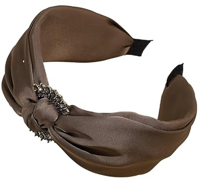 WANYI Haarreifen Haarreif Damen Satin Stirnband Haarreif Dirndl Mode Stirnbänder Niedlich Haarband Breite Haarbänder Haarschmuck für Frauen Mädchen(Braun)