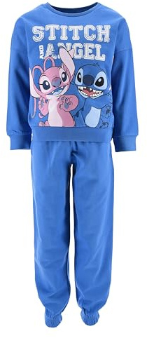 Disney Stitch et Angel Ensemble de Survêtement pour Filles, 2 Pièces Sweatshirt et Pantalon Tenue de Sport, Tailles 3 à 8 Ans (FR/ES, Âge, 6 ans, Taille normale, Bleu)
