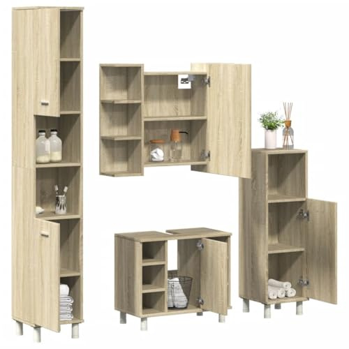 Refined 4-TLG. Badmöbel-Set Sonoma-Eiche Holzwerkstoff