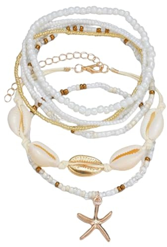 Hedayu Beach Accessories Women Summer Beaded Bracelets Boho Set, 7Pcs