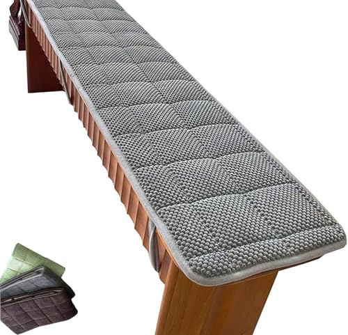 Cuscino rettangolare antiscivolo per panca per mobili da interni ed esterni, 122/102/152/15/14/10 cm, perfetto per sedie a sdraio, altalene, panche da birra, finestre a bovindo (grigio, 33 x 109 cm)