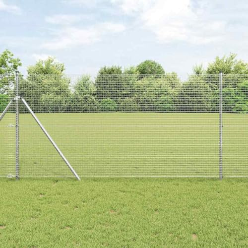 Outdoor Zaunpfosten Set Silber mit Stahlpfosten für Gartenzaun und 12 x 12 mm Draht in 10 x 10 mm Masche