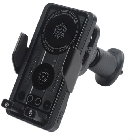 Support de chargeur de voiture magnétique sans fil 15 W – Dissipation de la chaleur – Support de téléphone à verrouillage automatique pour tableau de bord – Compatible avec tous les smartphones Noir