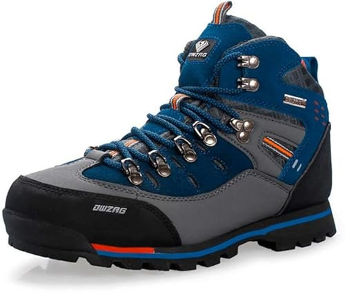 SANANG Scarponcini da Trekking in Pelle da Uomo, Suola Antiscivolo, Scarpe da Alpinismo per Sport Invernali All'Aperto, Giallo, Rosso, Blu, 40-46