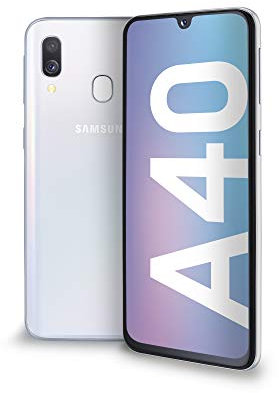 Samsung Galaxy A40 Smartphone, Display 5.9 Super AMOLED, 64 GB Espandibili, RAM 4 GB, Batteria 3100 mAh, 4G, Dual Sim, Android 9 Pie, [Versione Italiana], White