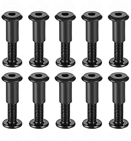 sourcing map 10Sätze Schraubsäule 5/16(8mm) Innen M6x25mm Festigung Kohlenstoffstahl Schwarz