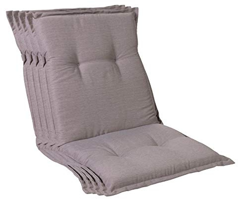 Homeoutfit24 Prato, Made in Europe, Polyester, Platin-Grau | Gartenstuhl-Auflage, Oeko-TEX® Standard 100, UV-beständig, Halteband und Kordeln, 4-Stück