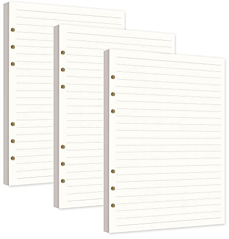 3 Packung/240 Blätter Horizontale Linie Papier A5 Refill Paper Nachfüllpapier 6 Löcher Ersatzblätter für Filofax A5 Notizbuch Tagbuch Skizze Malerei
