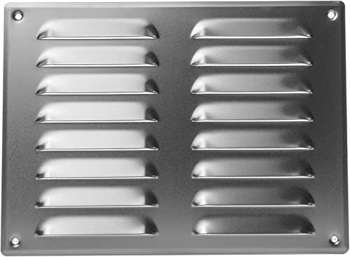 Rejilla de ventilación de aluminio de 260 x 190 mm / 26 x 19 cm con protección contra insectos - Aplicaciones de ventilación - Cubierta de ventilación interior y exterior - Diseño de lámina.