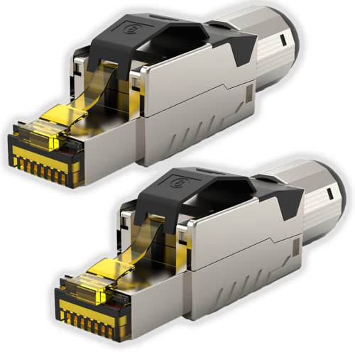 Redstar24 Conector RJ45 Cat 8 Conectores sin Herramientas Blindado Enchufe Macho hasta 10 Gigabit, para Cable de Red Ethernet Cat8.1 Cat8 Cat 7 Cat6a Cat6 8 polos Enchufe | 2 unidades