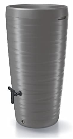 Spetebo Design tonneau d'eau 240 L avec Robinet - Gris - réservoir d'eau avec bac à Plantes comme Couvercle - Plastique tonneau d'eau réservoir d'eau Fleurs Plantes bac résistant au Gel