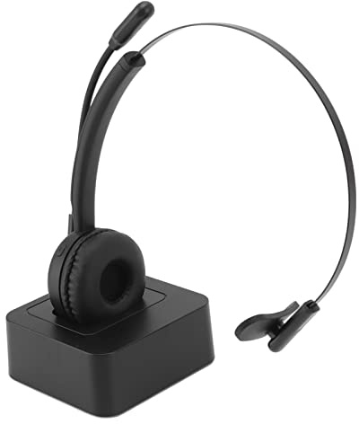 Hoopoocolor Cuffie Wireless con Microfono con Cancellazione del Rumore, Cuffie Bluetooth per Ufficio con Base di Ricarica Magnetica, Compatibili con Telefoni Cellulari, Computer, Tablet, Laptop