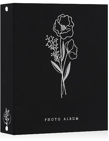 Lanpn Fotoalbum A4 100 Bilder, Klein Leinen Einstecken Einsteckalbum für Hochformat Fotos Bilder Schwarz