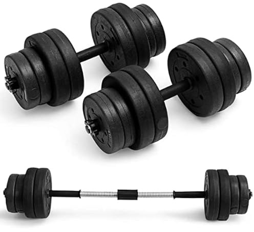 Goplus Juego de Mancuernas Ajustables de 30 kg, Juego de Pesas de Entrenamiento con 2 Barras, Juego de Mancuernas 2 en 1 para Levantamiento de Pesas con Agarre Antideslizante para Casa, Gimnasio