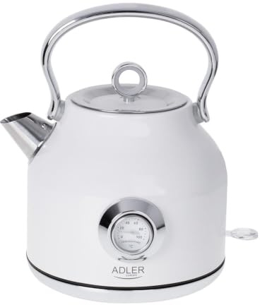 Adler AD 1346w Retro-Wasserkocher 1,7 L mit Thermometer Weiß