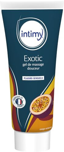 INTIMY - Gel Exotic De Massage - Parfum Fruit de la Passion - 200 mL - Plaisirs Sensuels et Gourmands - Sensation Douceur - Non gras, ne tache pas, ne colle pas - Fabriqué en France