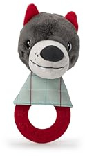 Lilliputiens - Beißring Louis der Wolf - Sensorisches Spielzeug für Babys mit Beißring, Knisterpapier und Glöckchen - Lindert Zahnungsschmerzen - Ab 3 Monaten - 83486