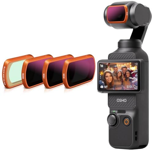 MINGVEN Osmo Pocket 3 Magnetisches ND-Filter-Set & schwarzer Diffusions-1/4-Filter für DJI Osmo Pocket 3 Zubehör – 4er-Pack (schwarzer Nebelfilter, ND16, ND64, ND256)