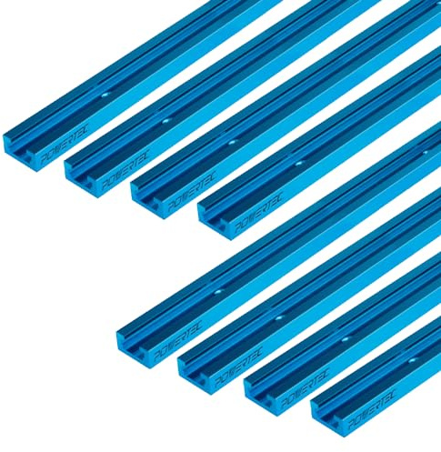 POWERTEC 71119-P4 36 Inch Double-Cut Profile Universal T-Track with Predrilled Mounting Holes, 8 Pack, Aluminum T Track for Woodworking Jigs and Fixtures, Drill Press Table, Router Table, Workbench