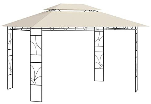 Tidyard Gazebo Tent Party Tent Outdoor Patio Canopy Shelter for Outdoor Events 4x3x2.7 m Cream 160 g/m² Canopies & Gazebos Home & Garden
