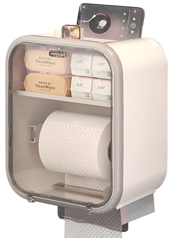 Porte Papier Toilette Mural Papier Toilette Distributeur de Papier étanche avec Etagère de Rangement Auto-adhésif sans Perçage pour Toilettes et Cuisines