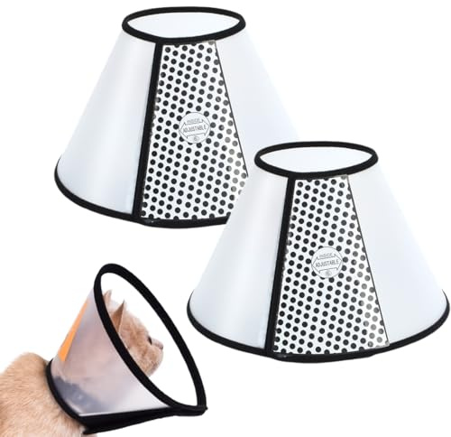 WeddHuis 2 Stück Halskrause für Haustiere, Leichter Elisabethanischer Kragen, Kegel Einstellbar, aus Kunststoff, für Hunde und Katzen (18-22cm)