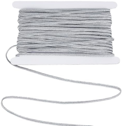 BENECREAT 4mm Silber geflochtene Schnur, 20m Soutache Geflecht zum Nähen, Flacher Faden zum Sicken Quilten Trimmen, Bastelbedarf