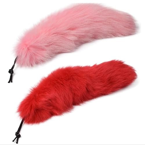 Nocyclonic 2 Pieces Fuchsschwanz Anhänger fox tail Schlüsselanhänger Niedlicher Fuchsschwanz-Schlüsselanhänger, Anhänger, Frauen, Schlüsselanhänger, Pompoms, Schlüsselanhänger 40cm (43)