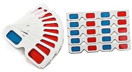 Veemoon 50piezas Gafas De Papel Marco Rojo y Azul Lentes Estéreo para Cine y Visualización De Videos Casa